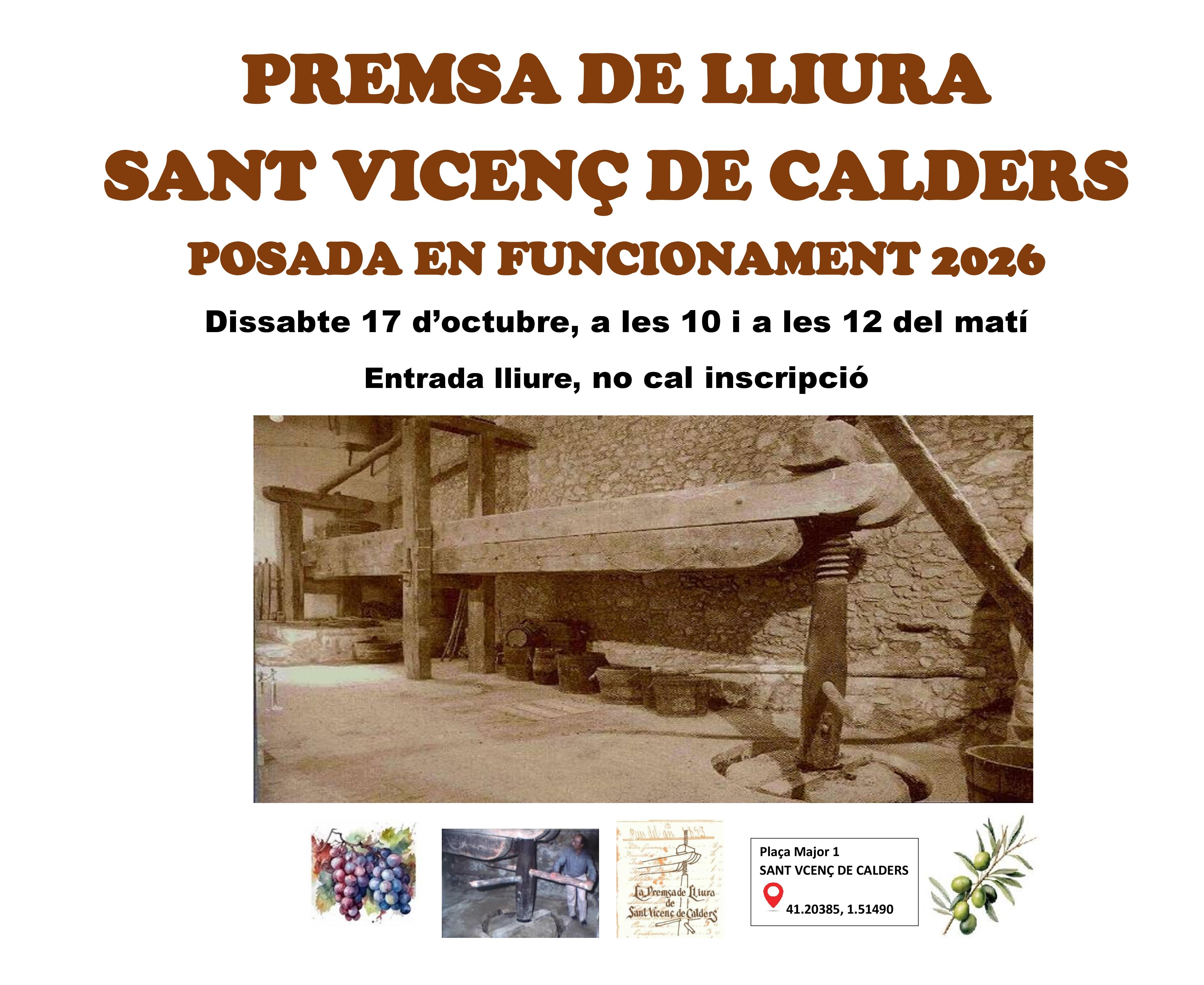 POSADA EN FUNCIONAMENT DE LA PREMSA DE LLIURE DE SANT VICENÇ DE CALDERS 23